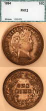US Barber Dime 1894 10c PCI Fine 12
