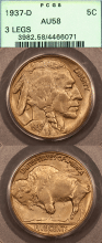 1937-D 3 LEG BUFFALO PCGS AU 58