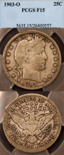US Barber Quarter 1903-O 25c PCGS F 15