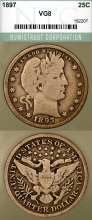 US Barber Quarter 1897 25c NTC VG 8