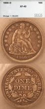US Seated Liberty Dime 1856-O 10c Segs XF 40
