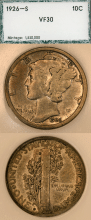 Mercury Dime 1926-S 10c PCI VF 30