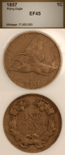 1857 1c PCI EF 45 flying eagle cent 