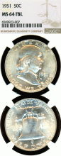 1951-D 50c NGC MS 64 FBL