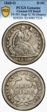 US Seated Liberty Half Dime 1840-O No Drapery "Huge O" PCGS VF