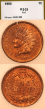 US Indian Cent 1906 1c PCI MS-65 Red