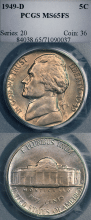 1949-D 5c Full Steps PCGS MS 65 FS