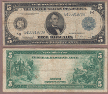1914 $5.00 FR-870 Chicago