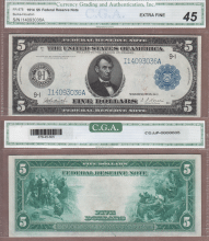US Large Size Federal Reserve Note 1914 $5.00 FR-878 Minneapolis