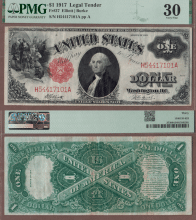 1917 $1.00 FR-37 PMG VF 30