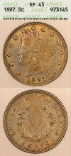 US Liberty V Nickel 1897 5c ANACS EF 45