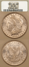 US Morgan Silver Dollar 1893-CC $ PCGS Mint State 60