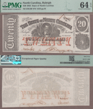 North Carolina - $20.00 - 1863 NGC CU 64 EPQ