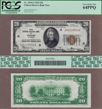 1929 $20 FR-1870-G Chicago PCGS CU 64 PPQ