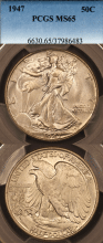 US Walking Liberty Half Dollar 1947 50c PCGS MS-65