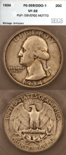 1934 Double Die Obverse DDO-1 Segs VF