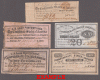 1863 Confederate Bond Coupons 5 Different