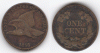 1858 1c Large Letters US Flying eagle copper-nickel cent